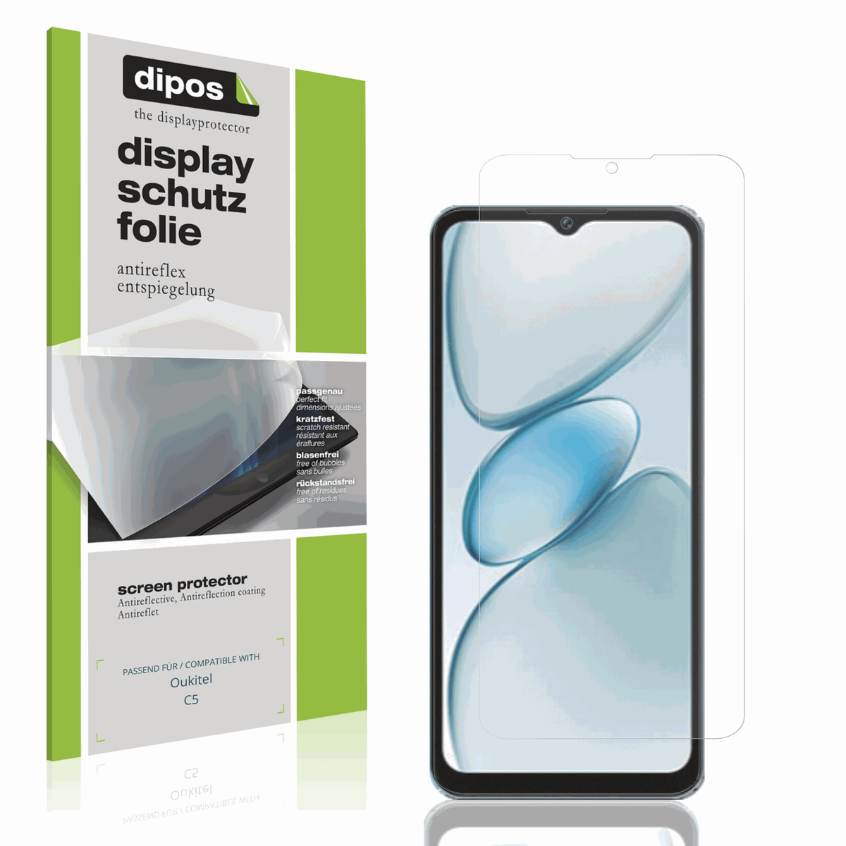 Matte Displayschutzfolie von dipos passend für Oukitel C5, präziser Zuschnitt und blasenfrei montiert