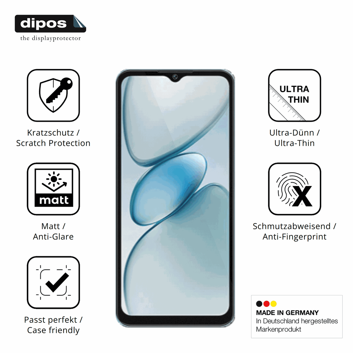 Displayschutz hergestellt in Deutschland, höchste Qualität made in Germany