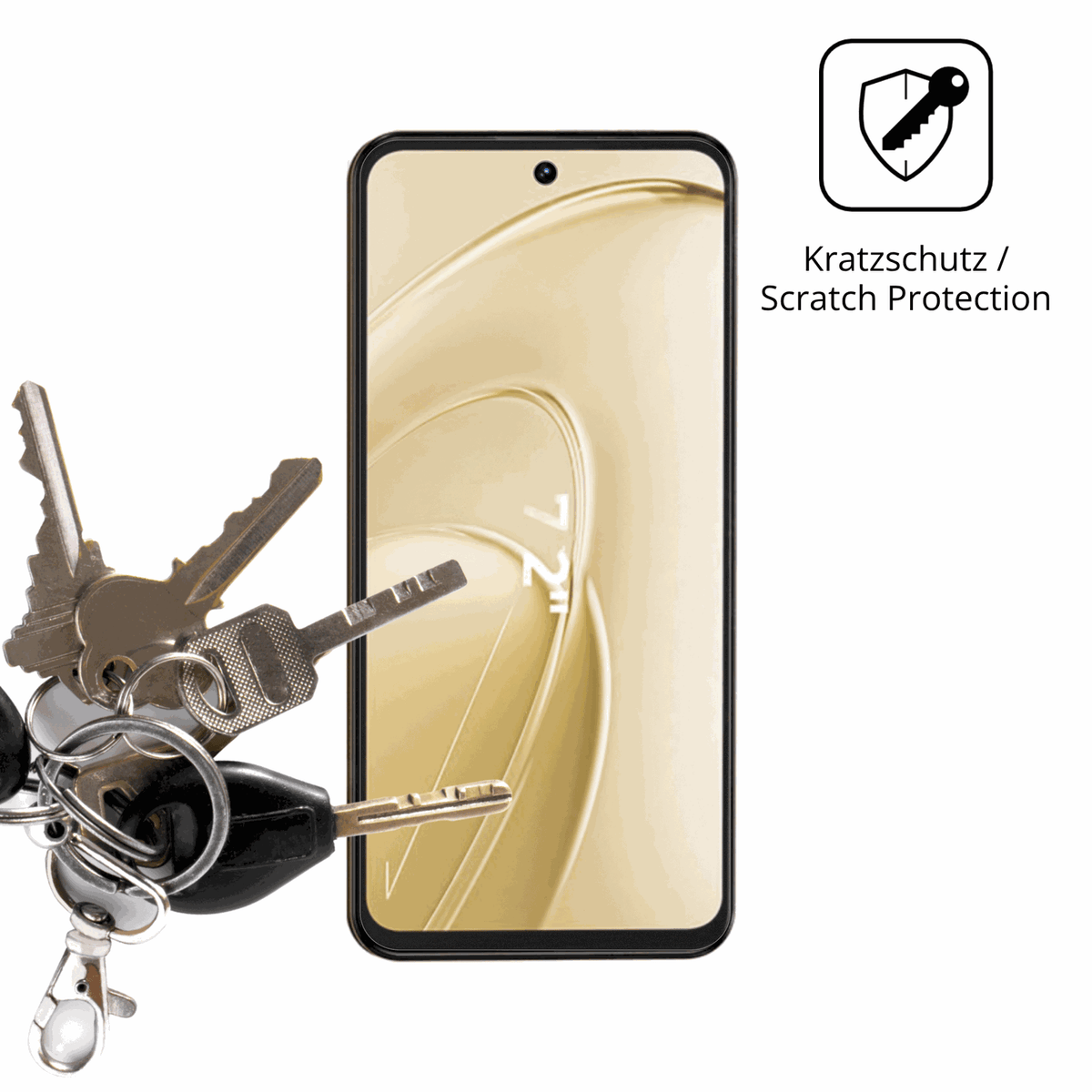 Schutz gegen Kratzer auf dem Oukitel C68 Plus Glas durch Schlüssel oder Ähnliches