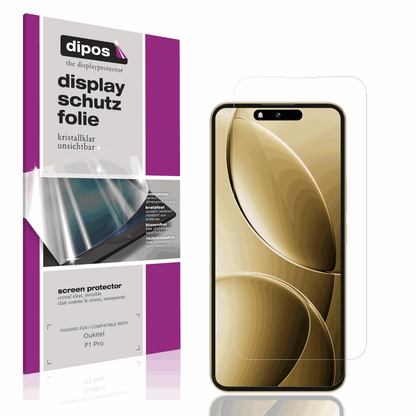 Klare Displayschutzfolie von dipos passend für oukitelp1 pro, präziser Zuschnitt und blasenfrei montiert