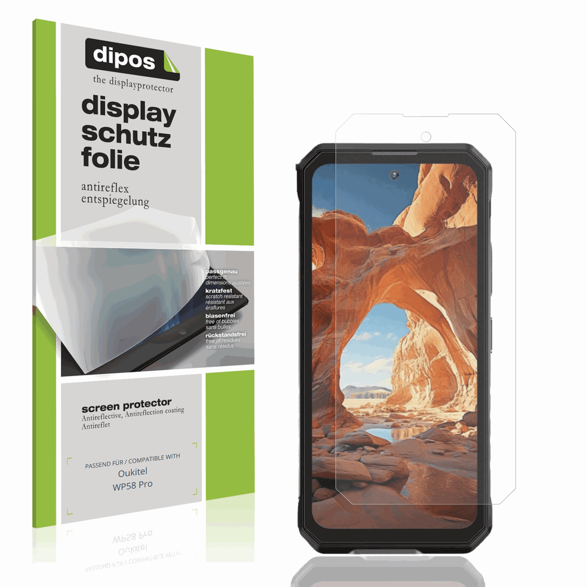 Matte Displayschutzfolie von dipos passend für Oukitel WP58 Pro, präziser Zuschnitt und blasenfrei montiert