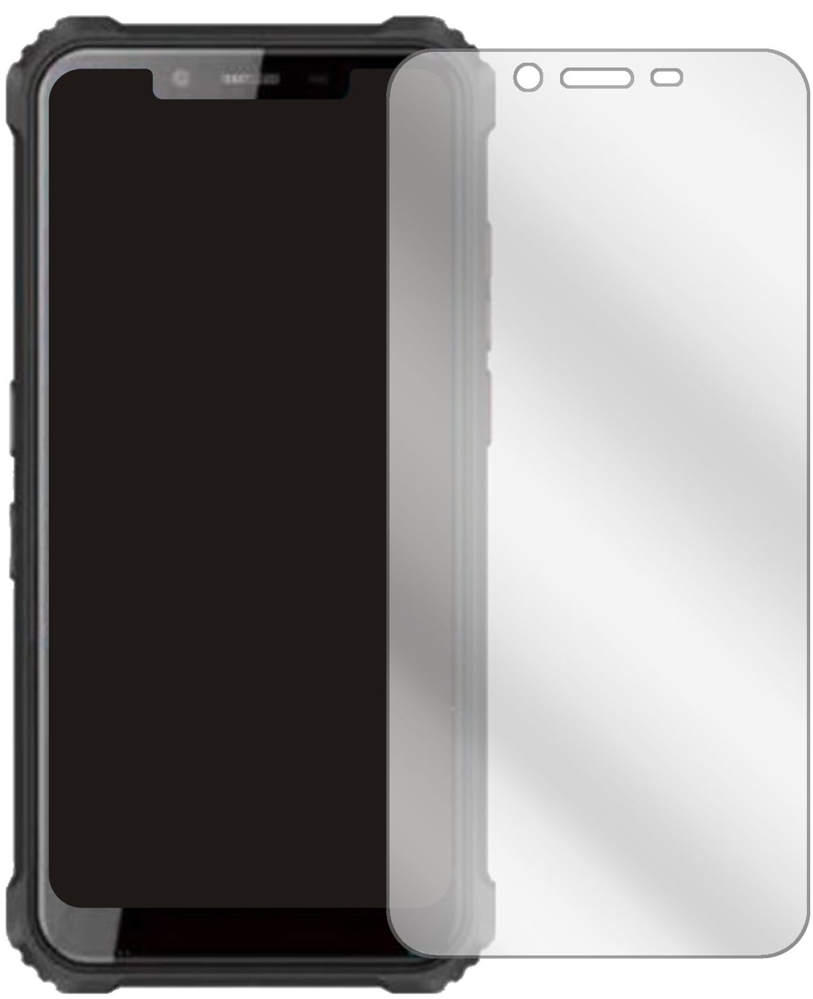OukitelWP9 mit aufgebrachter dipos Displayschutzfolie, glasklare Darstellung ohne Einschränkungen