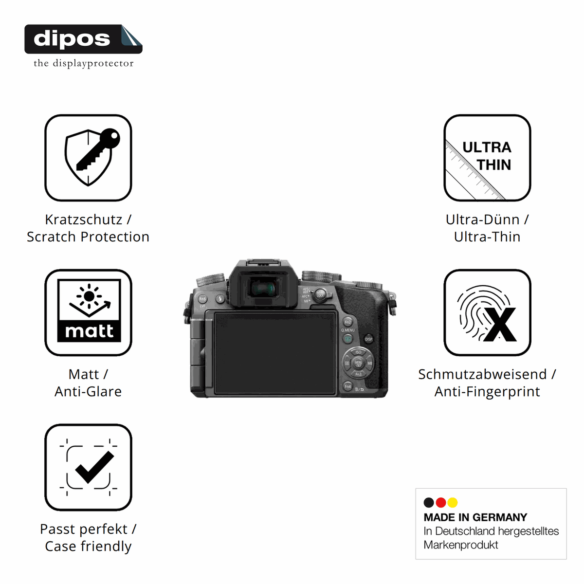 4x Schutzfolie matt für Panasonic DMC-G7 Display-Schutzfolie