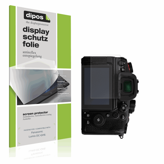 Matte Displayschutzfolie von dipos passend für Panasonic Lumix DC-GH6, präziser Zuschnitt und blasenfrei montiert