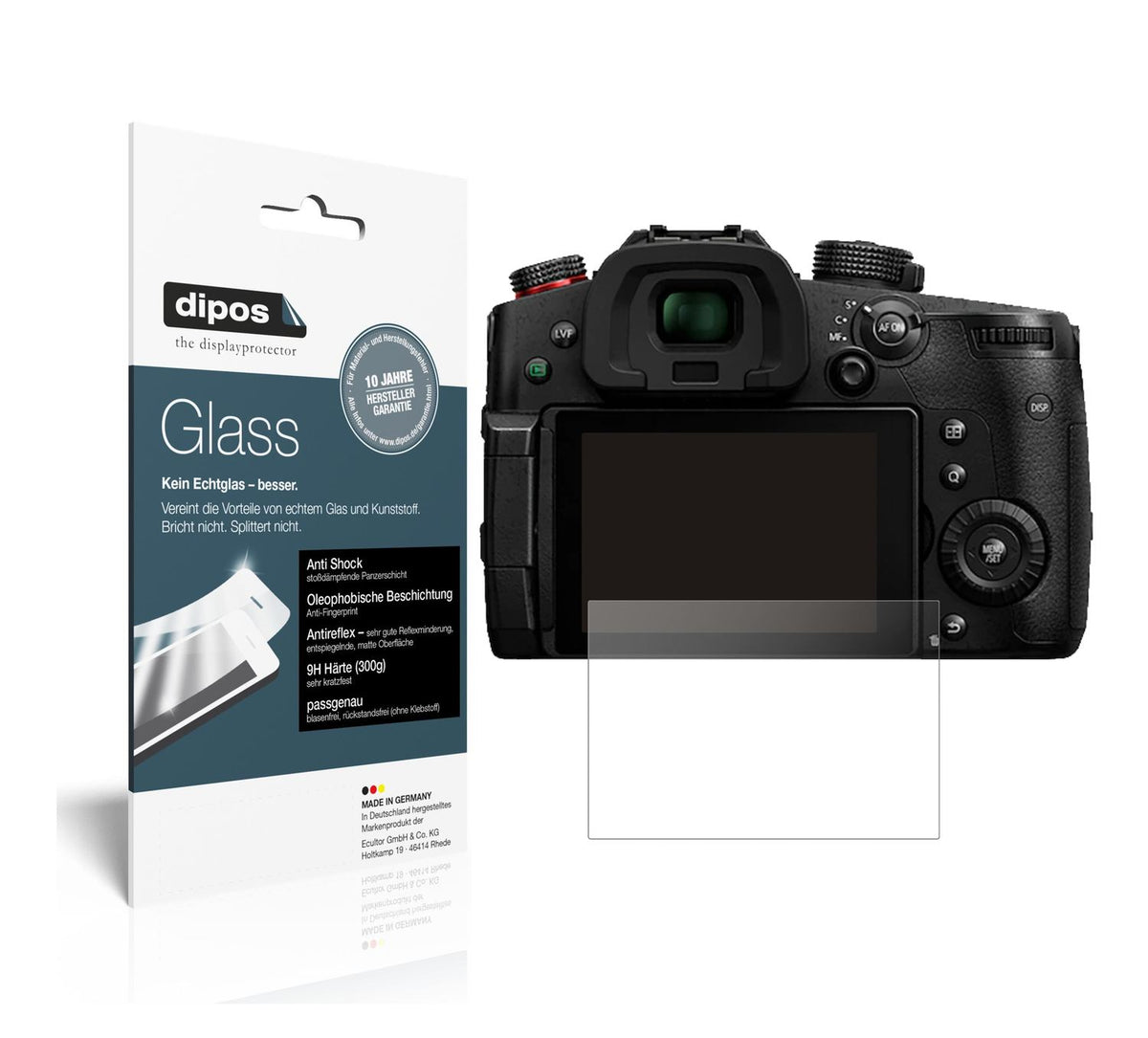 Matte Displayschutzfolie von dipos passend für Panasonic Lumix GH5 II, 9H kratzfest und blasenfrei montiert
