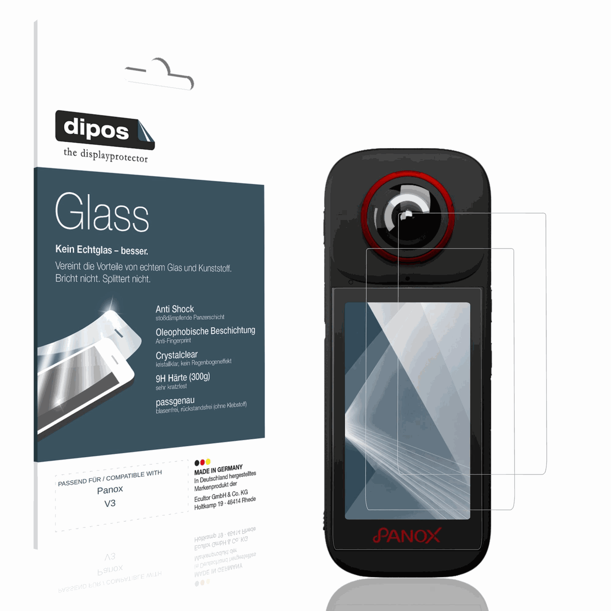 Klare Displayschutzfolie von dipos passend für Panox V3, 9H kratzfest und blasenfrei montiert