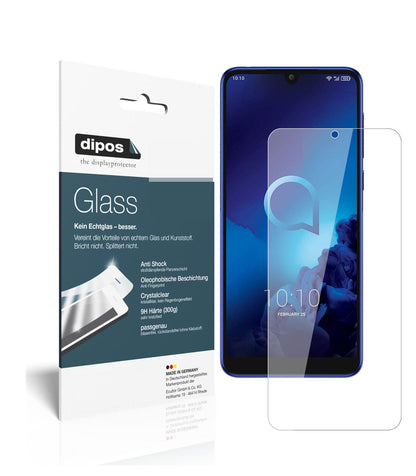 Klare Displayschutzfolie von dipos passend für Alcatel 3 (2019), 9H kratzfest und blasenfrei montiert