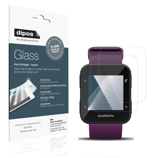 Klare Displayschutzfolie von dipos passend für Garmin Forerunner 30, 9H kratzfest und blasenfrei montiert