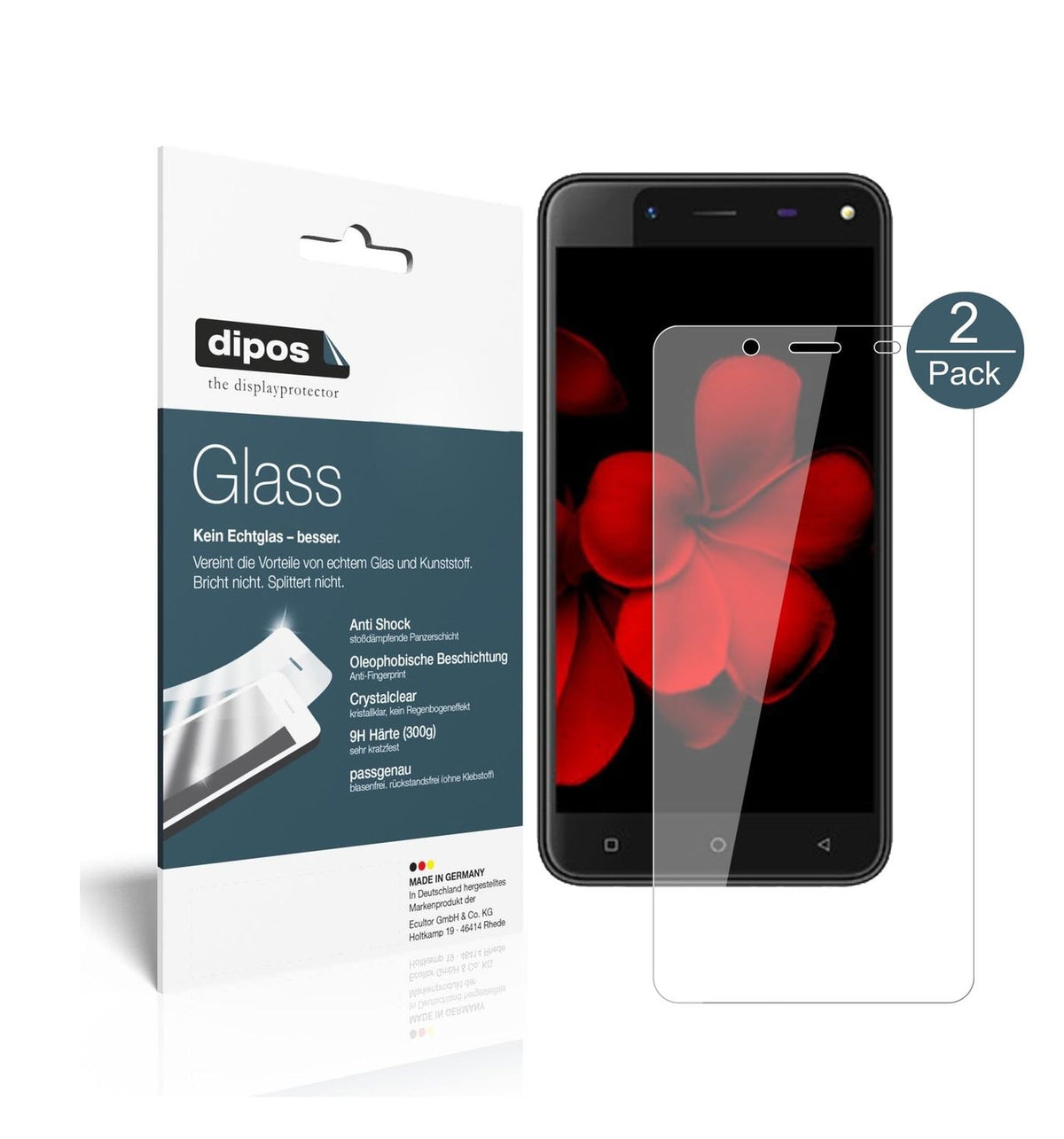 Klare Displayschutzfolie von dipos passend für Karbonn Titanium Frames S7, 9H kratzfest und blasenfrei montiert