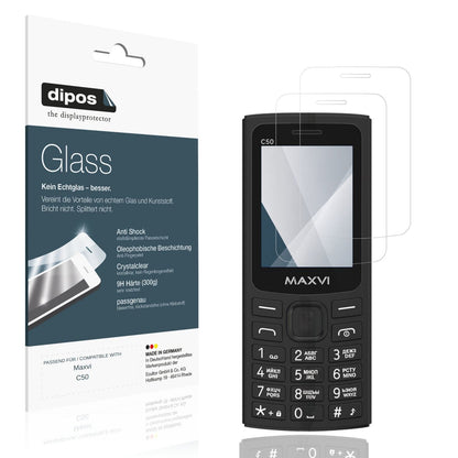 Klare Displayschutzfolie von dipos passend für Maxvi C50, 9H kratzfest und blasenfrei montiert