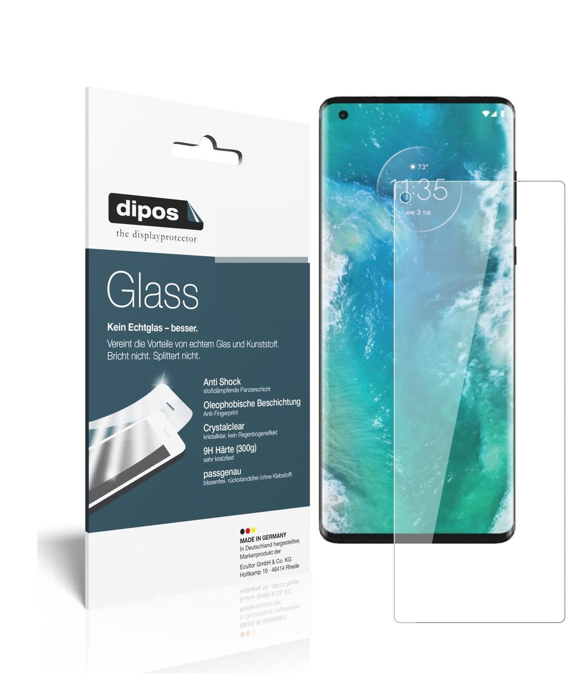 Klare Displayschutzfolie von dipos passend für Motorola Edge Plus, 9H kratzfest und blasenfrei montiert