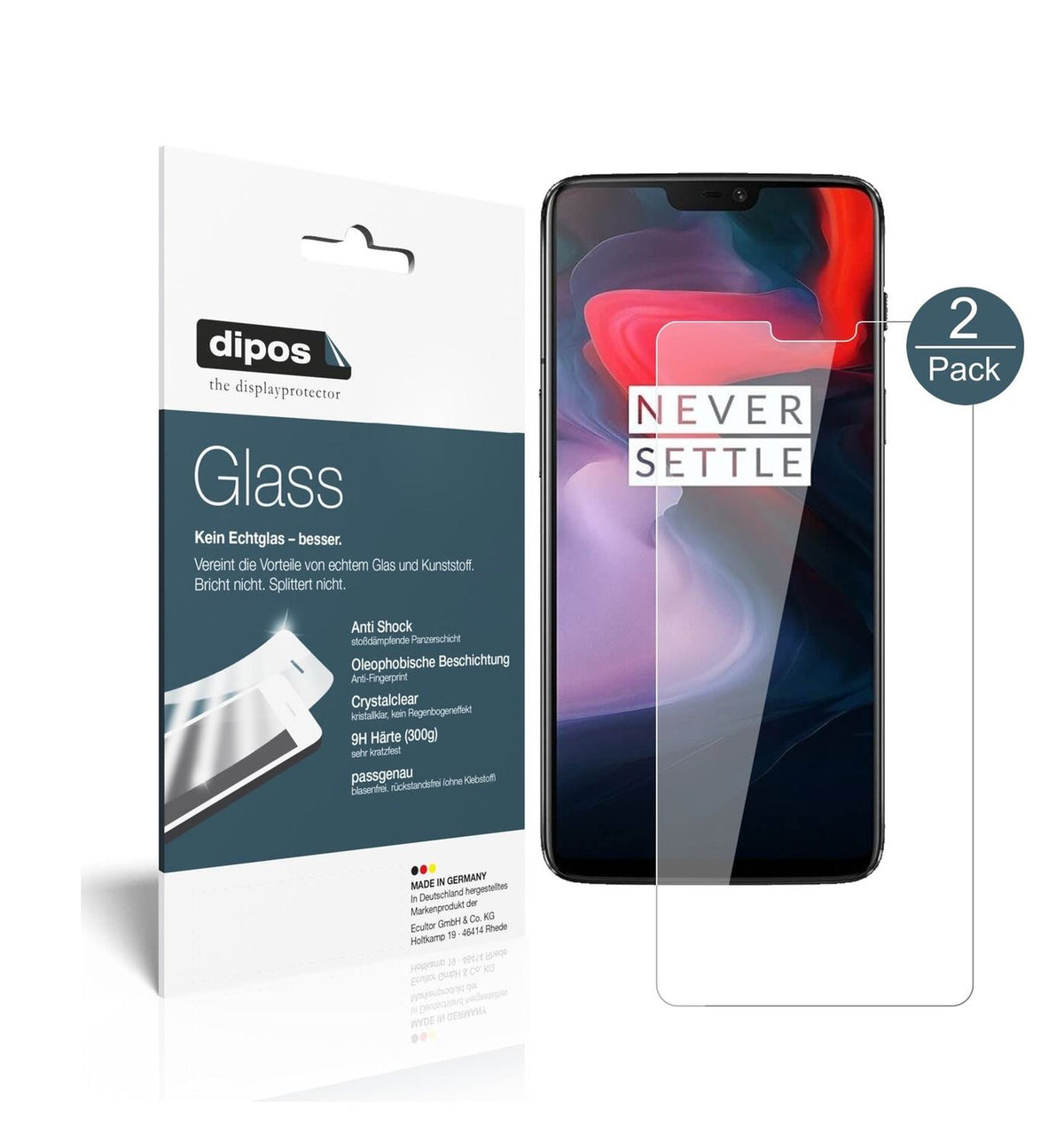 Klare Displayschutzfolie von dipos passend für OnePlus 6, 9H kratzfest und blasenfrei montiert