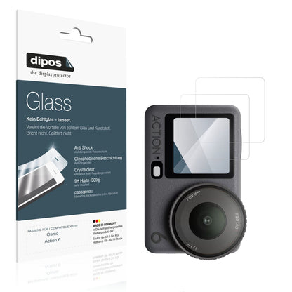 Klare Displayschutzfolie von dipos passend für Osmo Action 6, 9H kratzfest und blasenfrei montiert