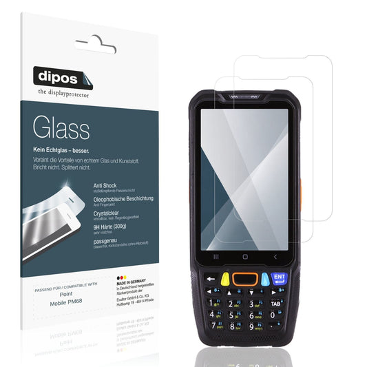 Klare Displayschutzfolie von dipos passend für Point Mobile PM68, 9H kratzfest und blasenfrei montiert