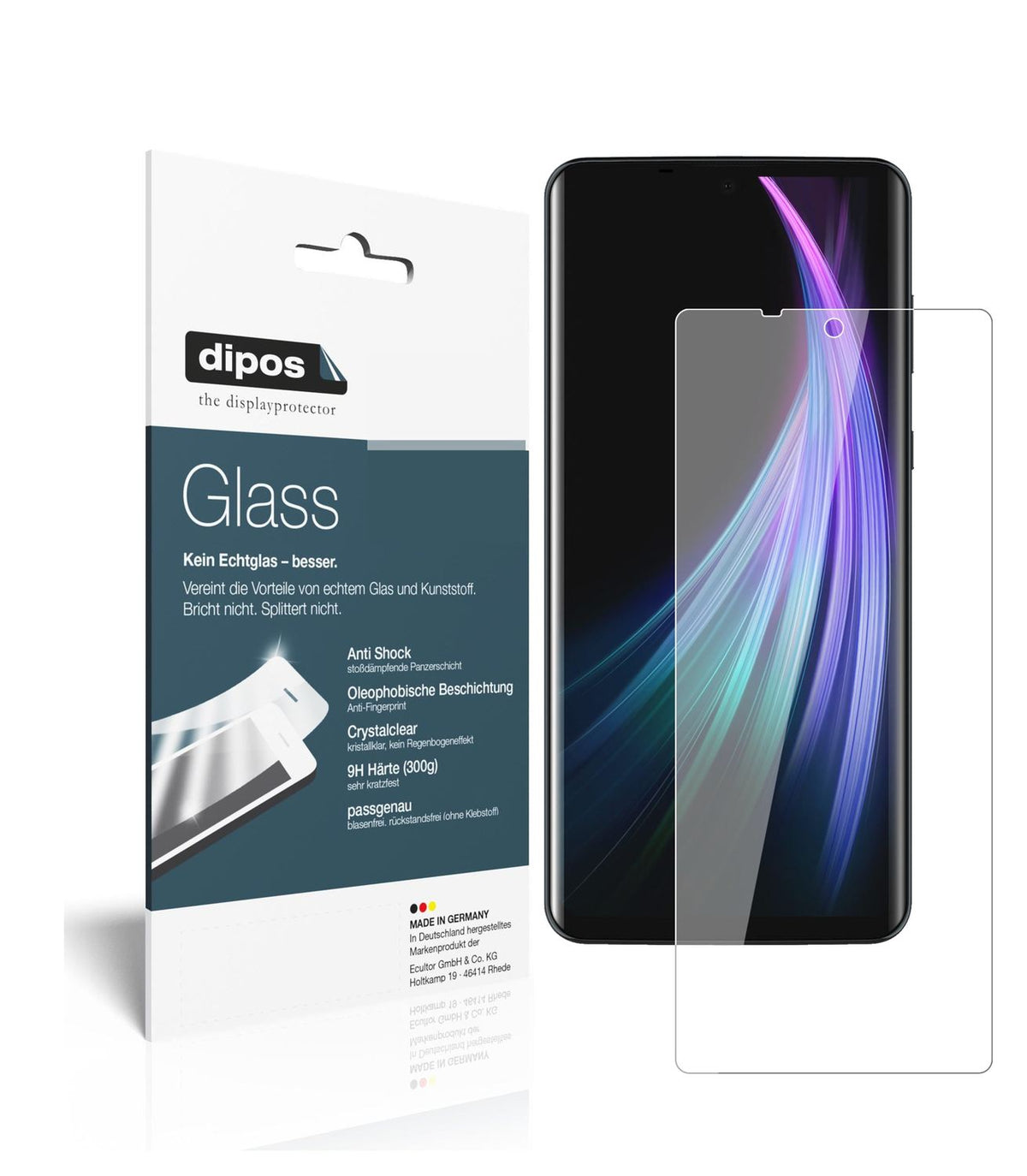 Klare Displayschutzfolie von dipos passend für Sharp Aquos Zero 2, 9H kratzfest und blasenfrei montiert