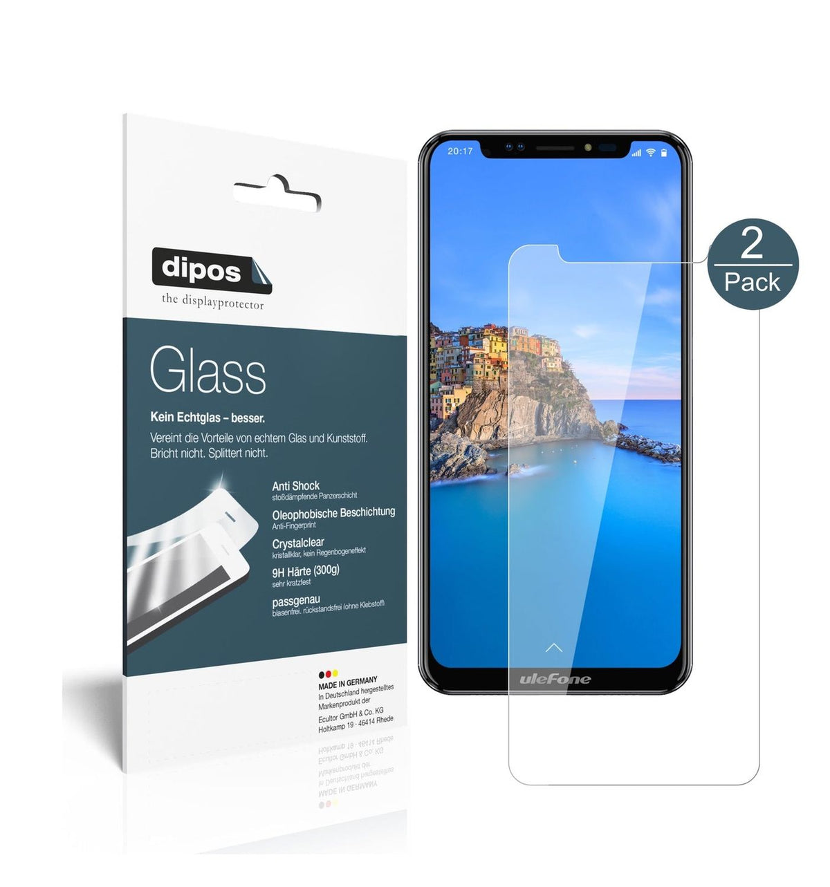 Klare Displayschutzfolie von dipos passend für Ulefone X, 9H kratzfest und blasenfrei montiert