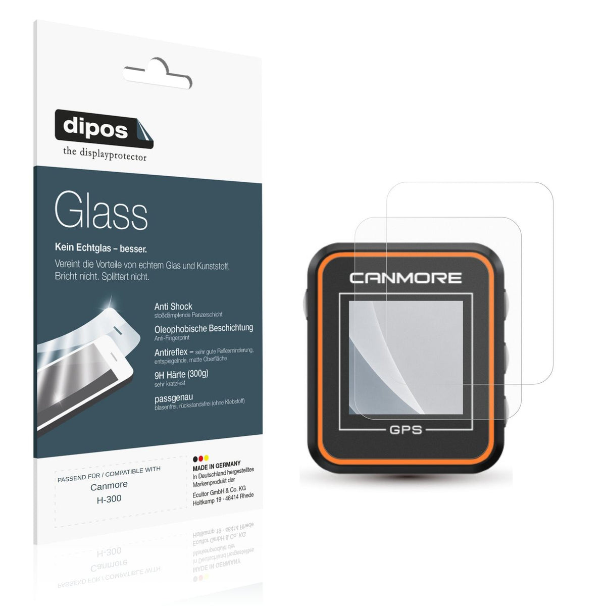 Matte Displayschutzfolie von dipos passend für Canmore H-300, 9H kratzfest und blasenfrei montiert