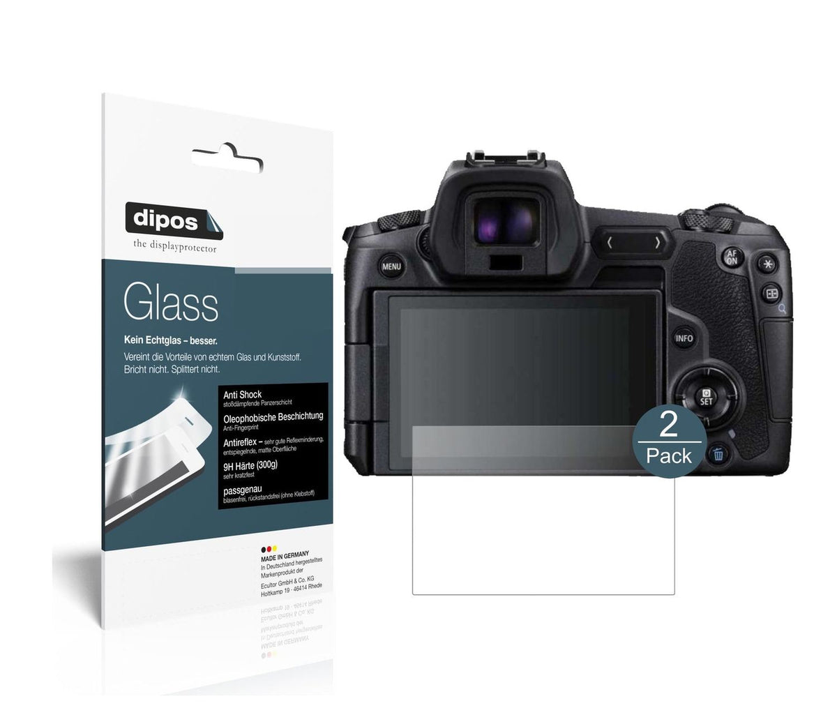 Matte Displayschutzfolie von dipos passend für Canon EOS R, 9H kratzfest und blasenfrei montiert