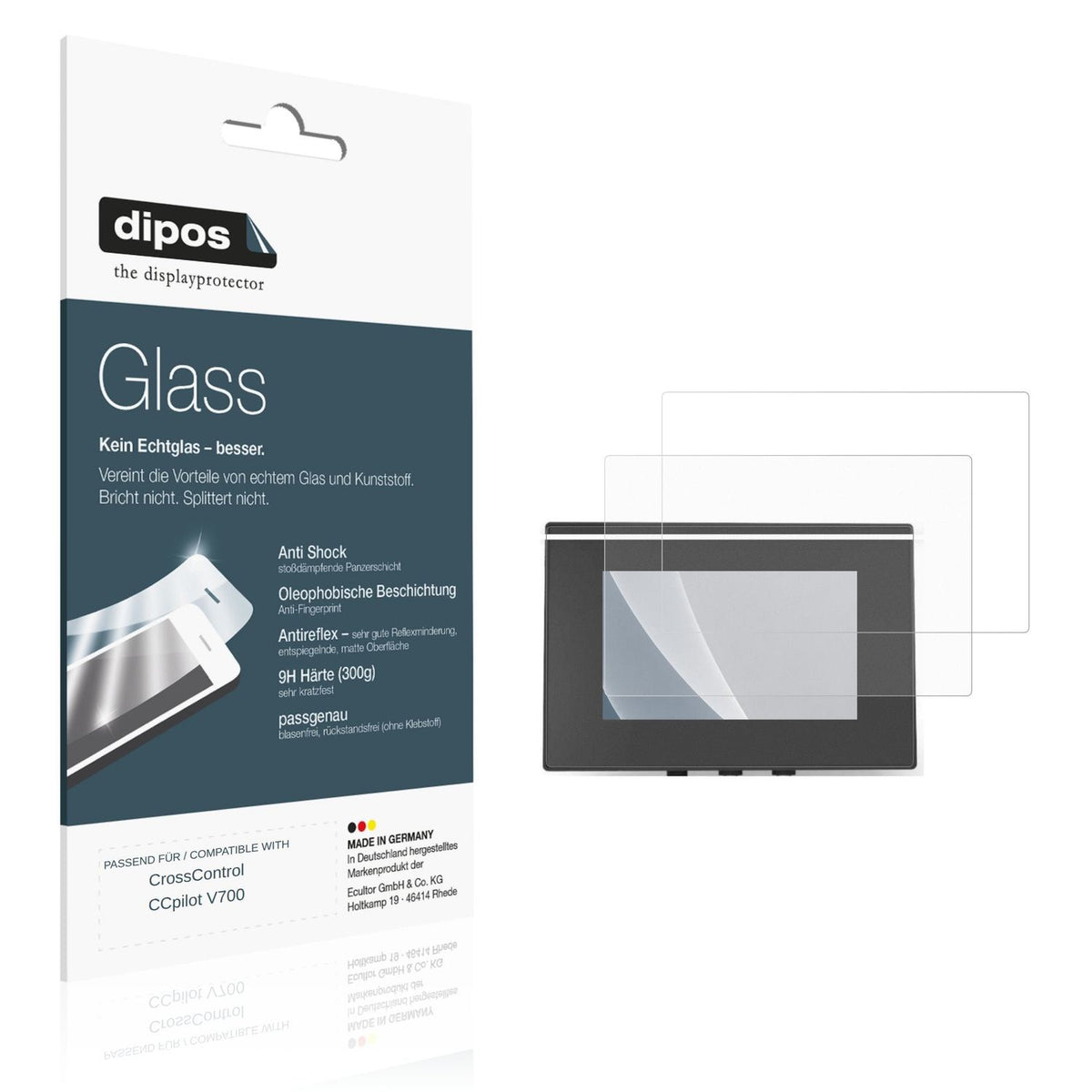 Matte Displayschutzfolie von dipos passend für CrossControl CCpilot V700, 9H kratzfest und blasenfrei montiert