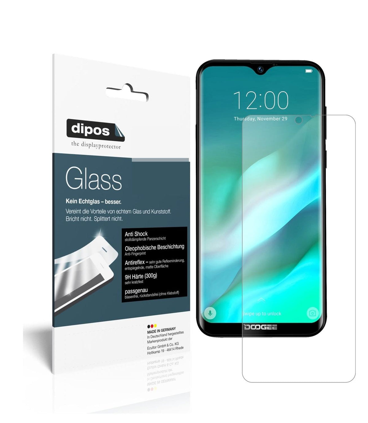 Matte Displayschutzfolie von dipos passend für Doogee X90, 9H kratzfest und blasenfrei montiert