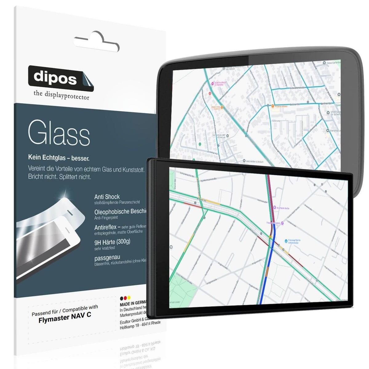Matte Displayschutzfolie von dipos passend für Flymaster NAV C, 9H kratzfest und blasenfrei montiert