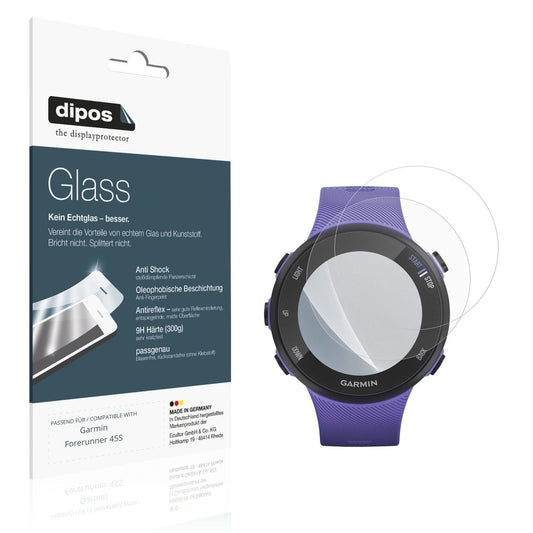 Matte Displayschutzfolie von dipos passend für Garmin Forerunner 45S, 9H kratzfest und blasenfrei montiert