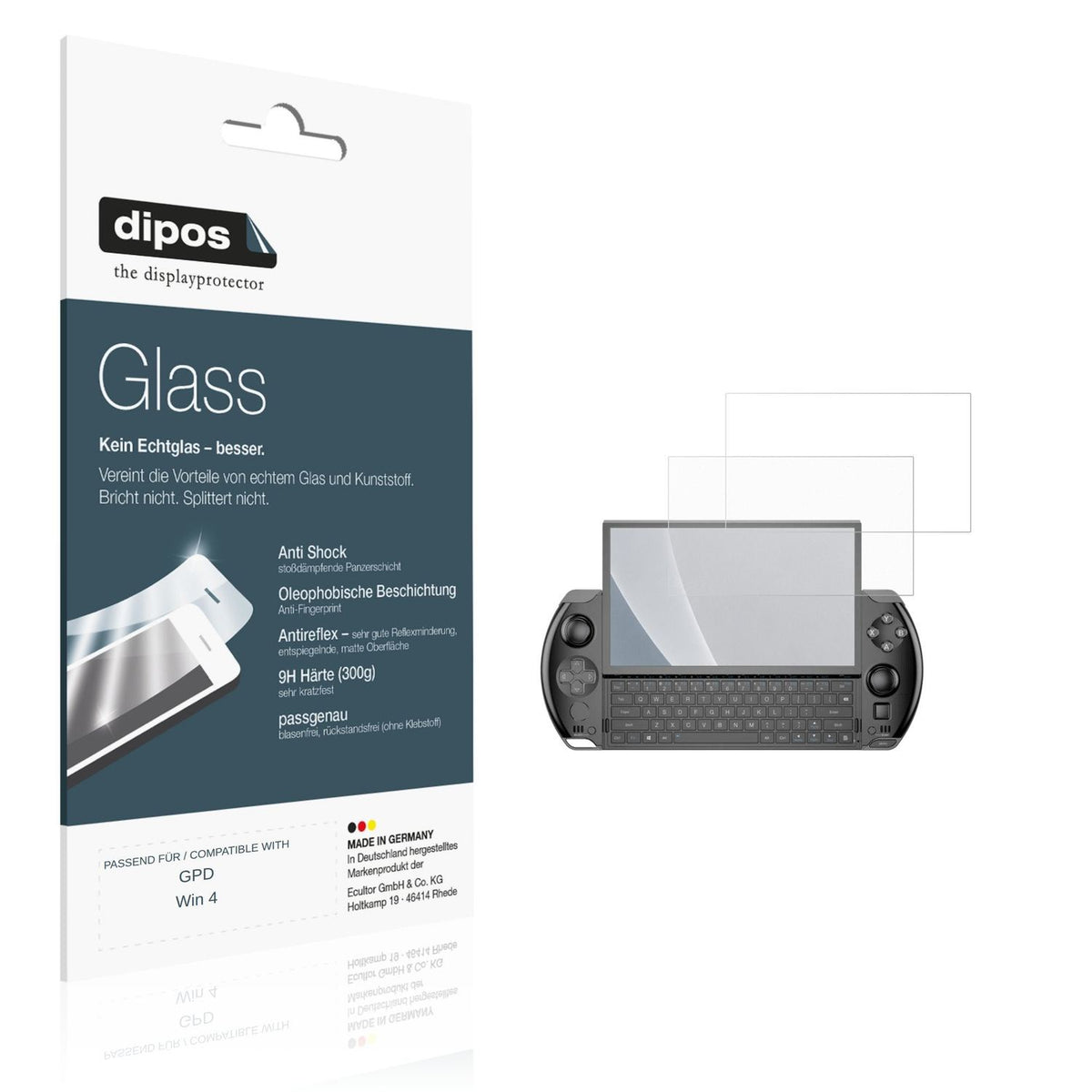 Matte Displayschutzfolie von dipos passend für GPD Win 4, 9H kratzfest und blasenfrei montiert