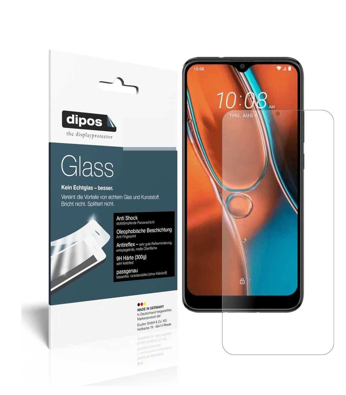 Matte Displayschutzfolie von dipos passend für HTC Wildfire E2, 9H kratzfest und blasenfrei montiert
