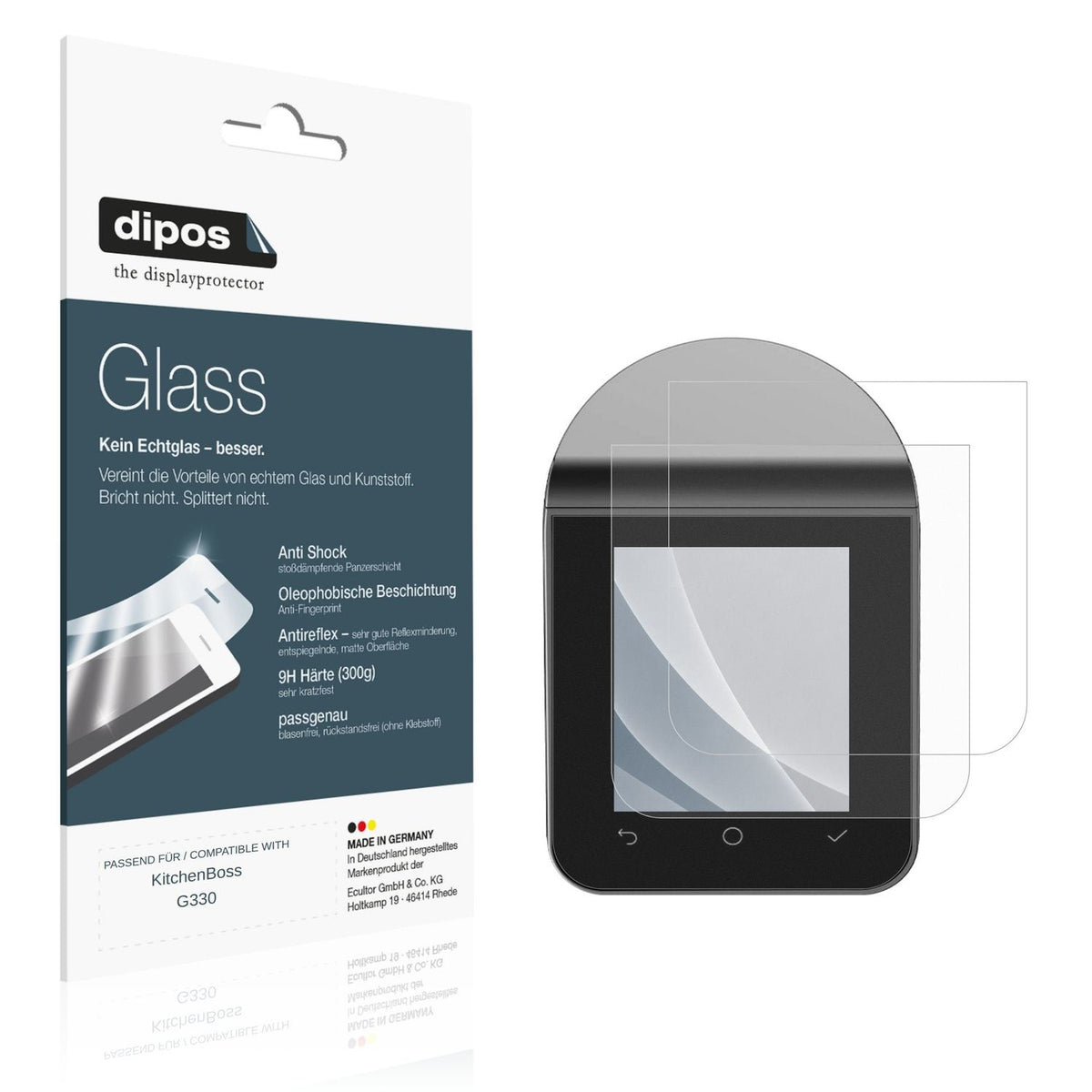 Matte Displayschutzfolie von dipos passend für KitchenBoss G330, 9H kratzfest und blasenfrei montiert