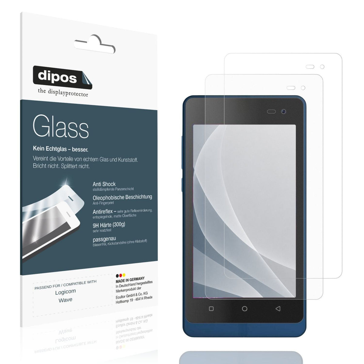 Matte Displayschutzfolie von dipos passend f�r Logicom Wave, 9H kratzfest und blasenfrei montiert