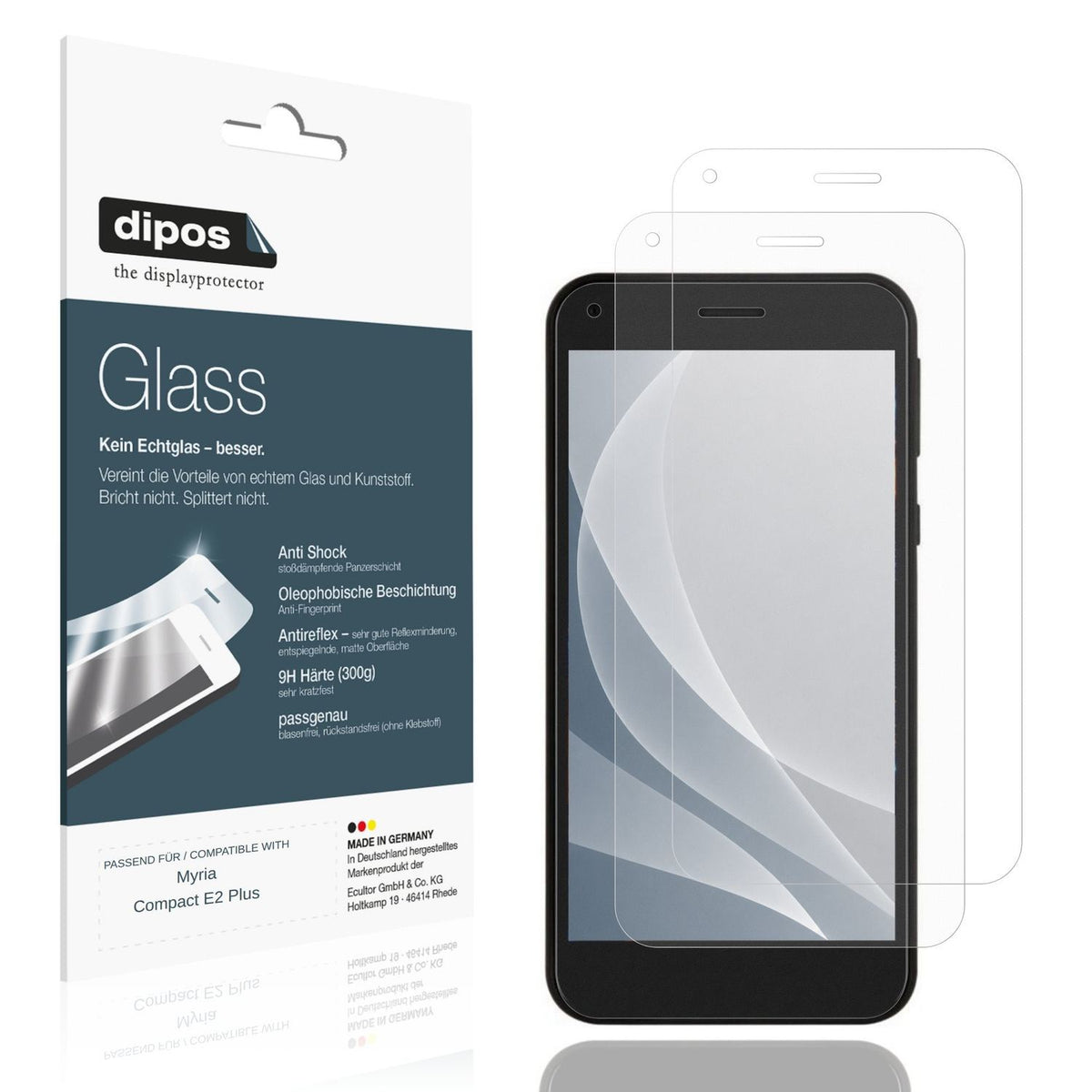 Matte Displayschutzfolie von dipos passend für Myria Compact E2 Plus, 9H kratzfest und blasenfrei montiert