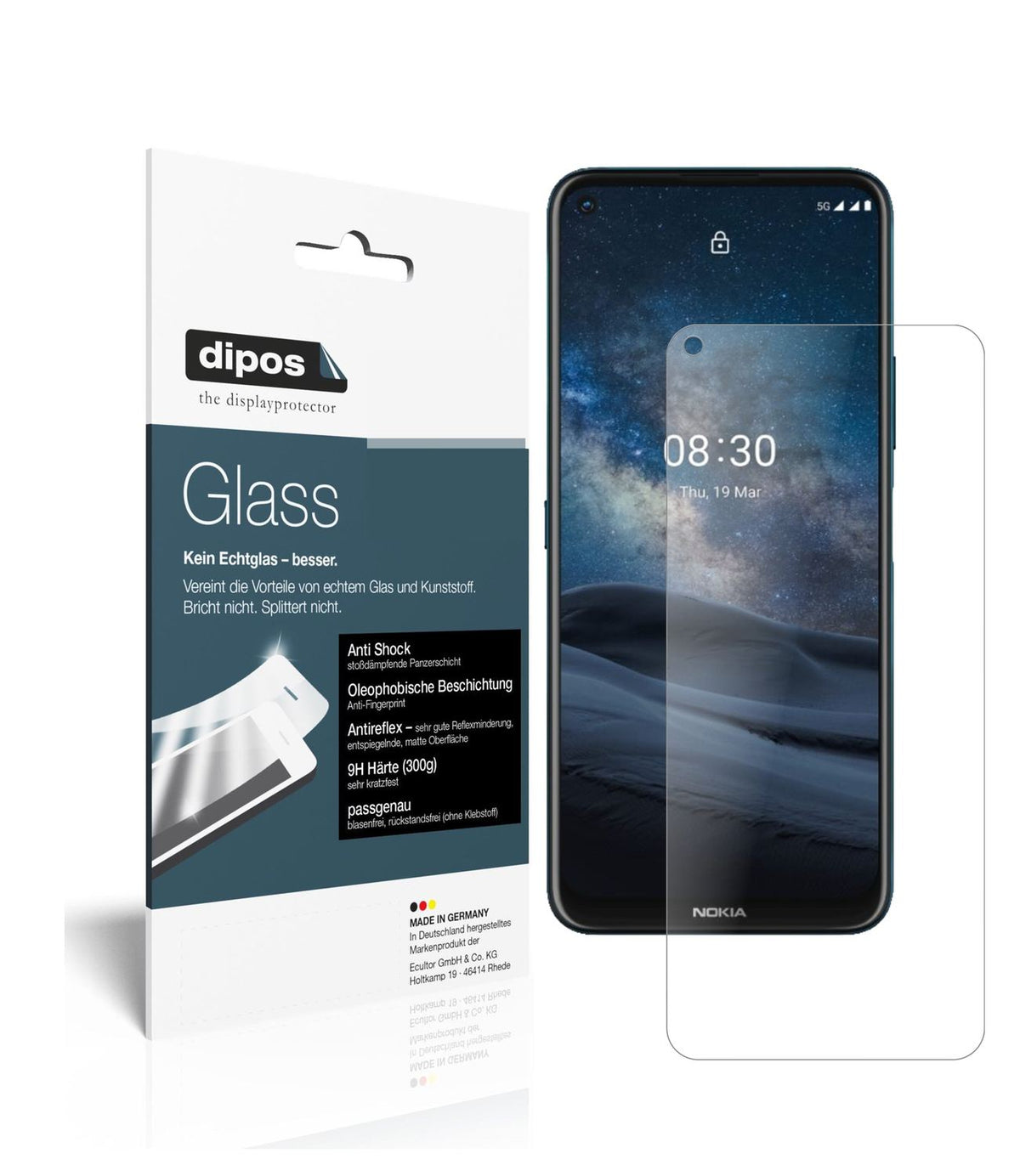 Matte Displayschutzfolie von dipos passend für Nokia 8.3 5G, 9H kratzfest und blasenfrei montiert