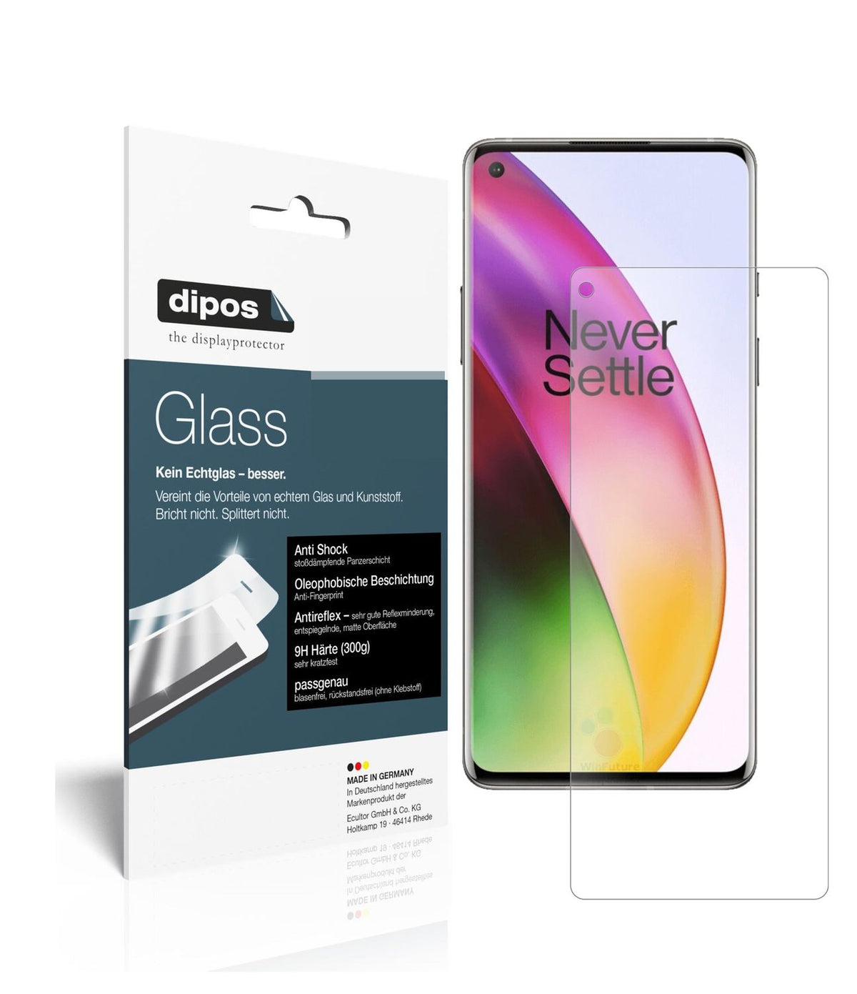 Matte Displayschutzfolie von dipos passend für OnePlus 8 Pro, 9H kratzfest und blasenfrei montiert