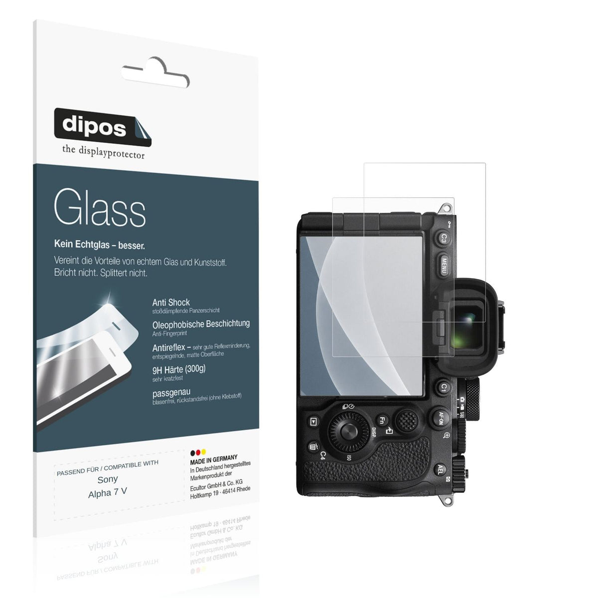 Matte Displayschutzfolie von dipos passend für Sony Alpha 7 V, 9H kratzfest und blasenfrei montiert