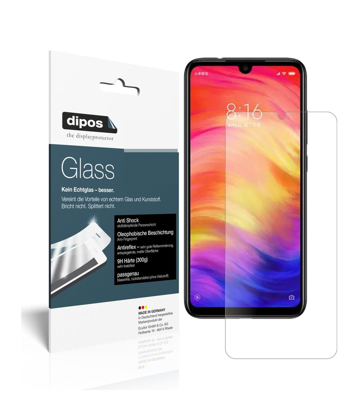 Matte Displayschutzfolie von dipos passend für Xiaomi Redmi Y3, 9H kratzfest und blasenfrei montiert