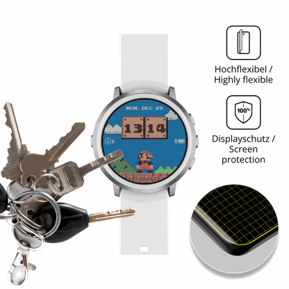 dipos Displayschutz für Pebble Round 2, transparente Oberfläche, perfekte Passform auch für die Rundungen