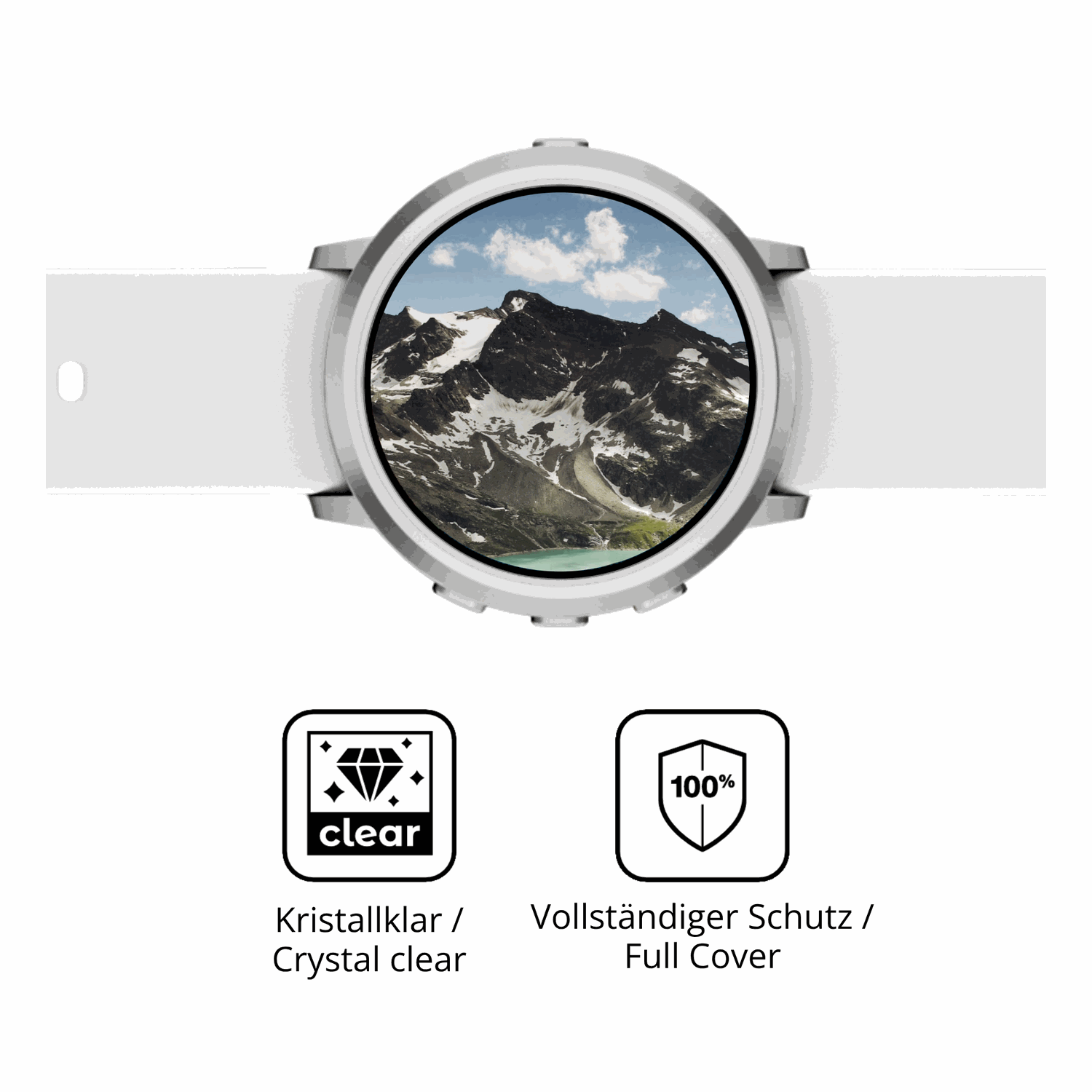 Dünne und klare Folie passend zugeschnitten für Pebble Round 2