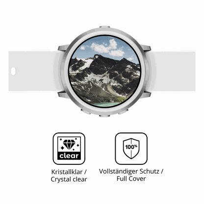 Dünne und klare Folie passend zugeschnitten für Pebble Round 2