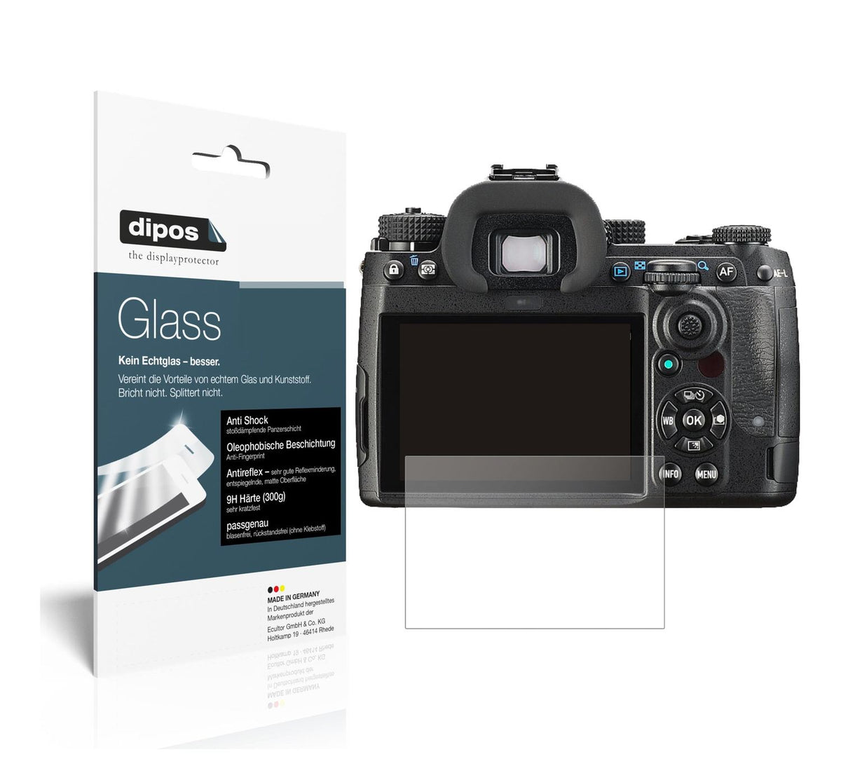 Matte Displayschutzfolie von dipos passend für Pentax K-3 III, 9H kratzfest und blasenfrei montiert