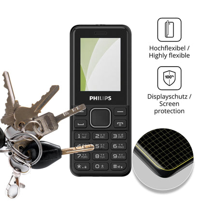 dipos Displayschutz für Philips E2103, transparente Oberfläche, perfekte Passform auch für die Rundungen