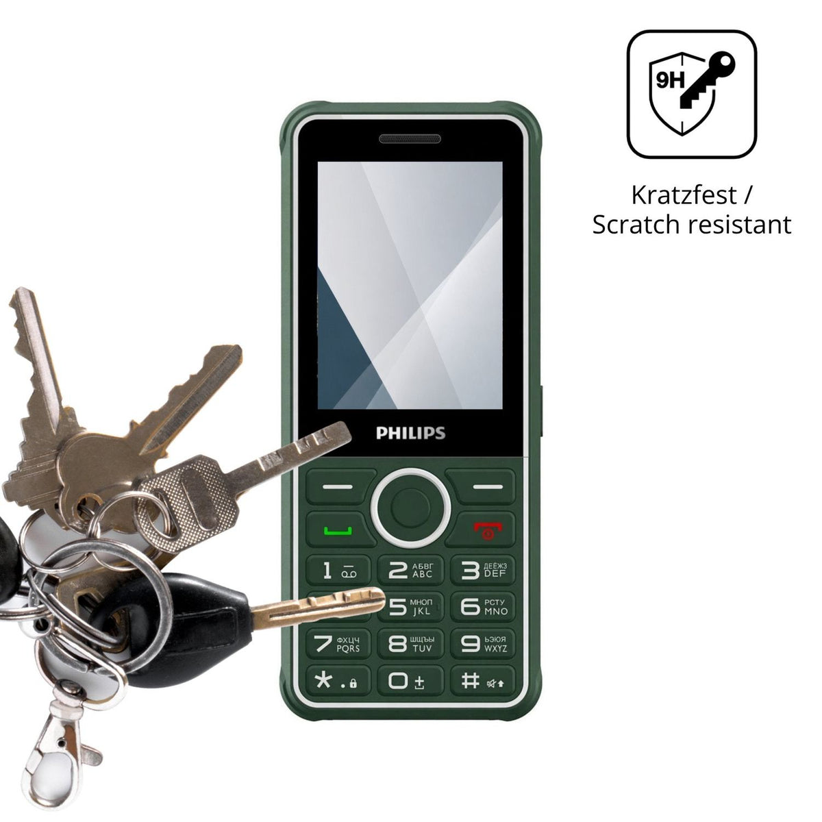 dipos Displayschutz für Philips Xenium E2301, transparente Oberfläche, perfekte Passform auch für die Rundungen
