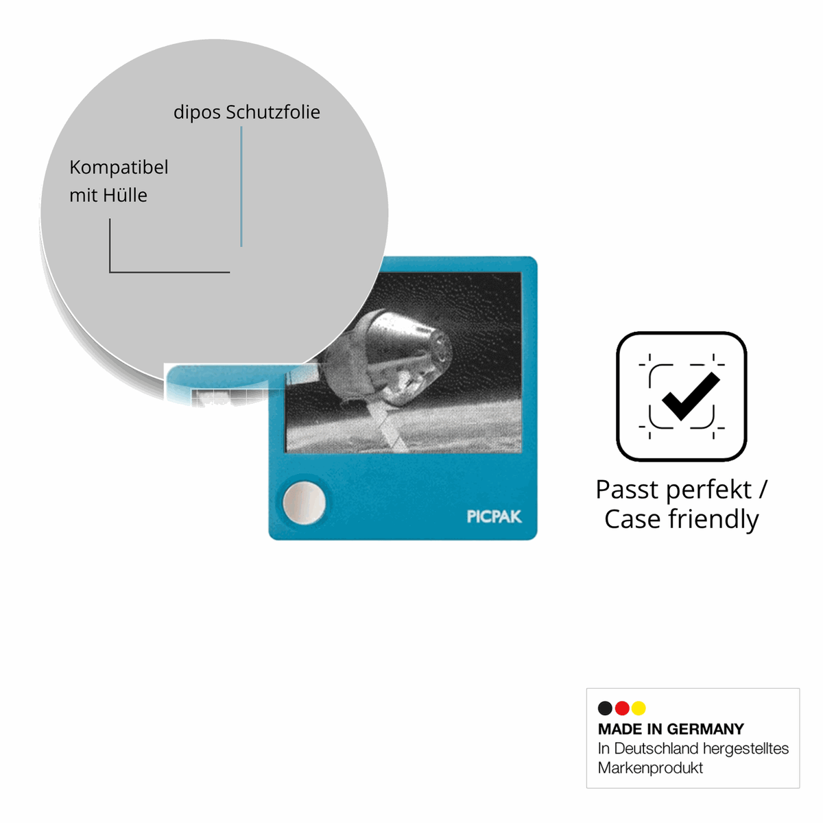 Schutzfolie mit optimaler Passform, zur Verwendung mit Hüllen geeignet