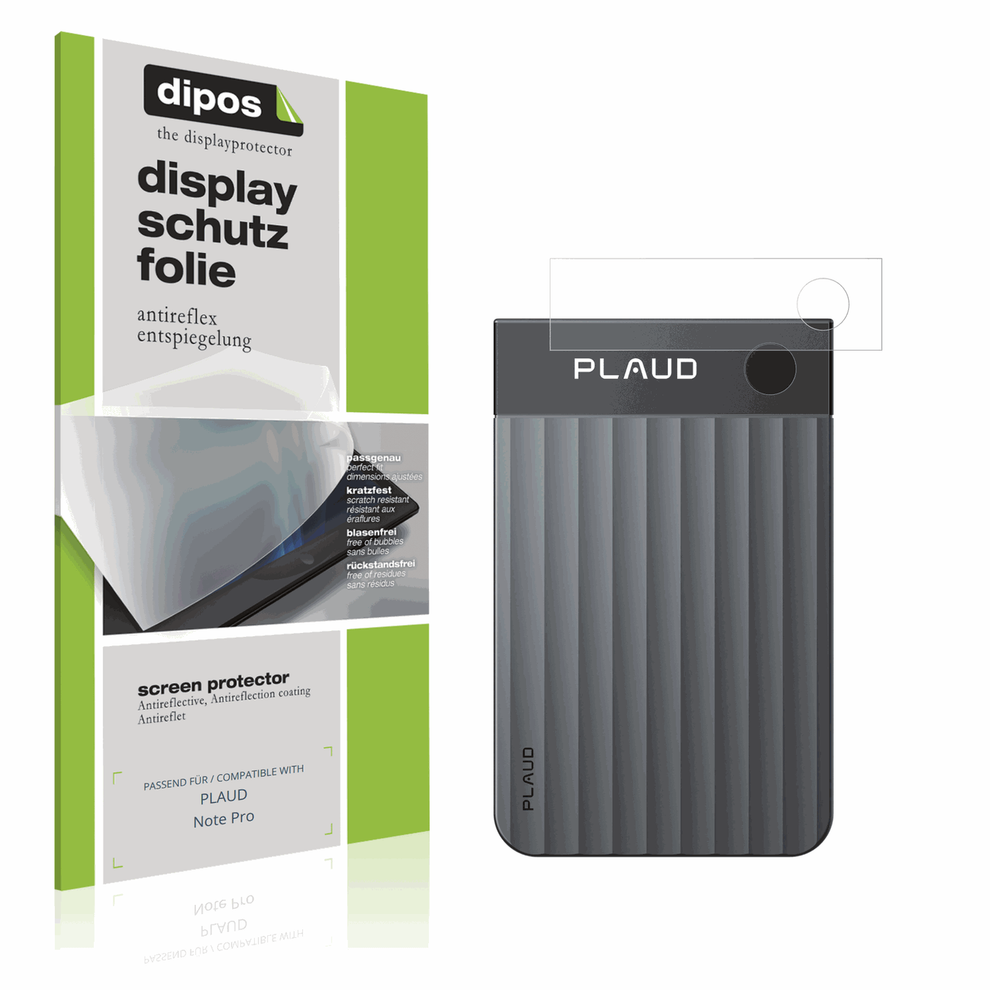 Matte Displayschutzfolie von dipos passend für PLAUD Note Pro, präziser Zuschnitt und blasenfrei montiert