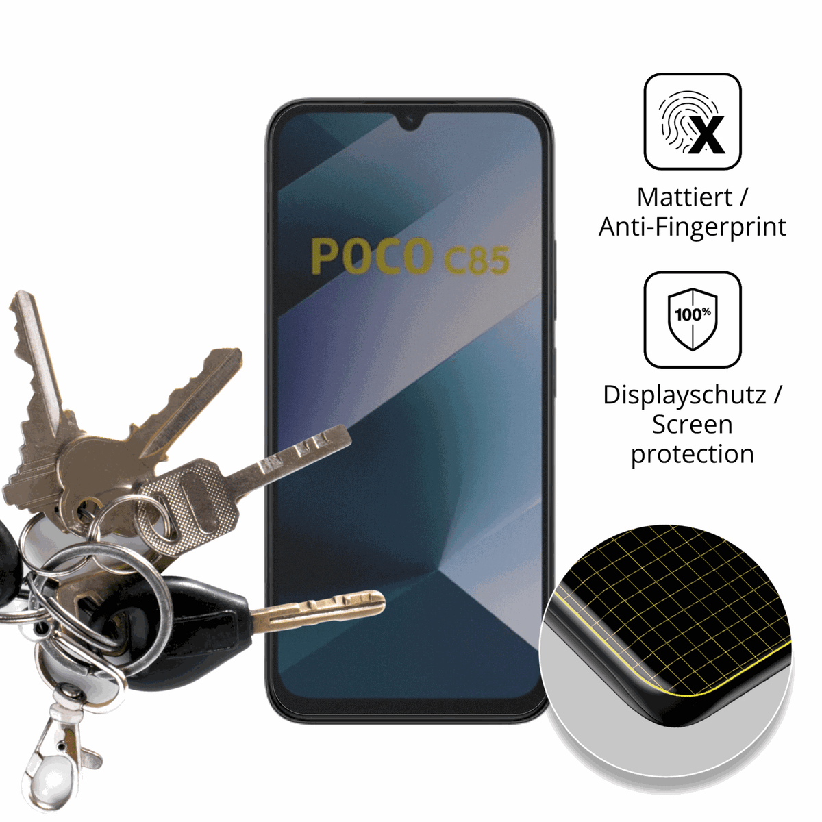 Blickschutzfolie für Poco C85 matt Schutzfolie Privacy