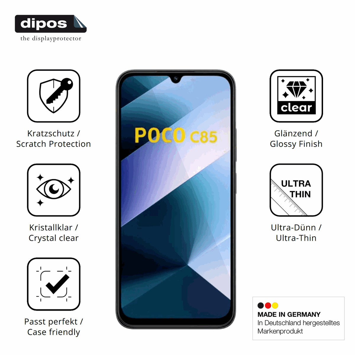 4x Schutzfolie klar für Poco C85 Display-Schutzfolie