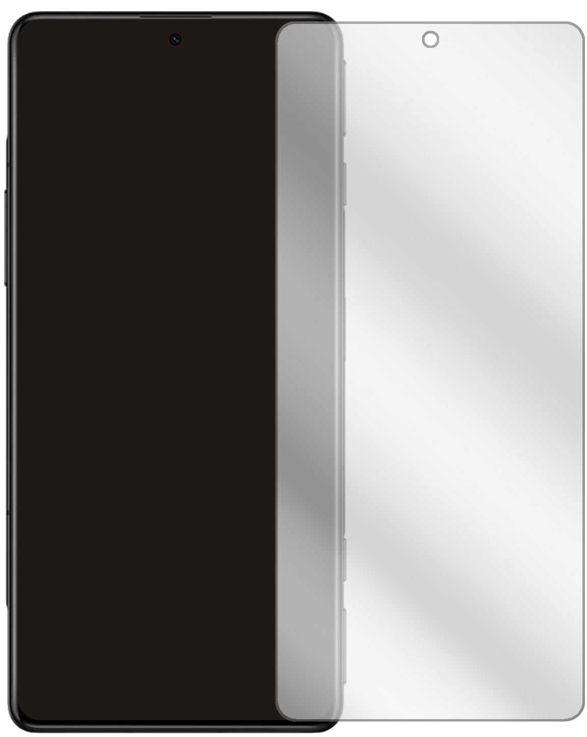 PocoF3 GT mit aufgebrachter dipos Displayschutzfolie, glasklare Darstellung ohne Einschränkungen