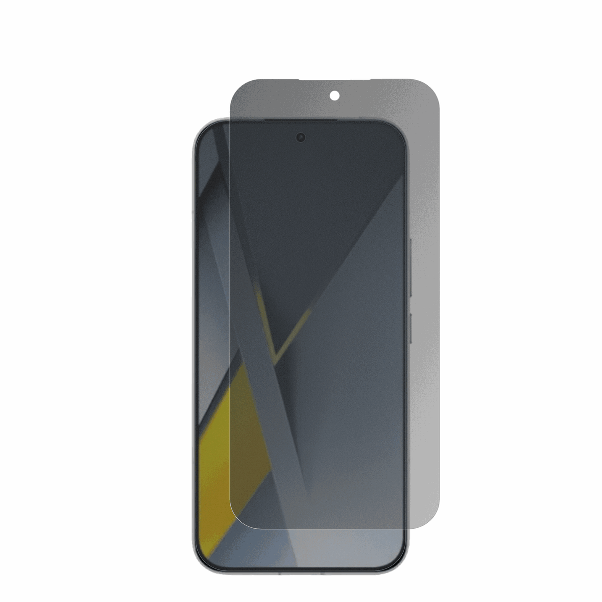 PocoF8 Pro mit aufgebrachtem dipos Displayschutz, der seitliche Einblicke blockiert