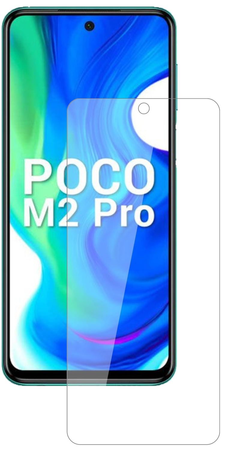 XiaomiPoco M2 Pro mit aufgebrachter dipos Flex Schutzfolie, glasklare Darstellung ohne Einschränkungen