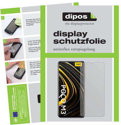 Matte Displayschutzfolie von dipos passend für Poco M3, präziser Zuschnitt und blasenfrei montiert
