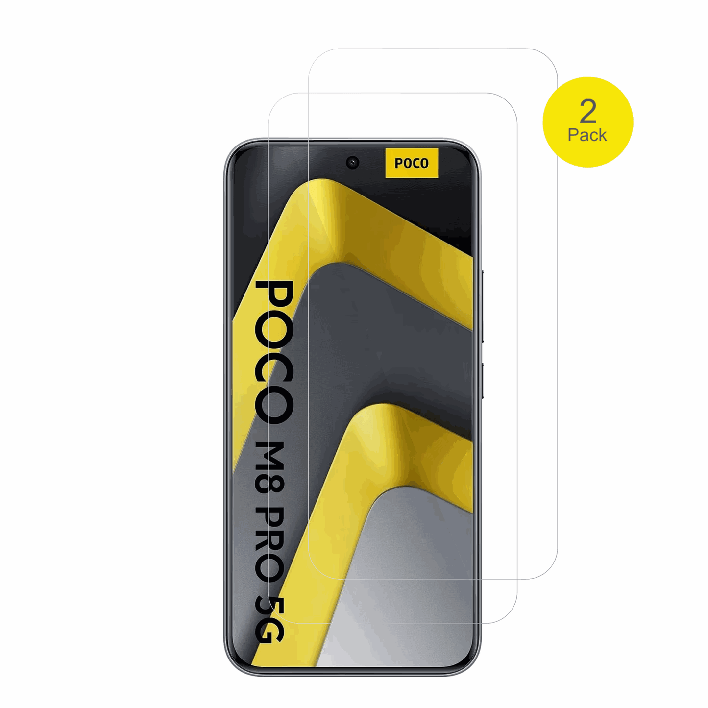 POCOM8 Pro mit aufgebrachter dipos Displayschutzfolie, glasklare Darstellung ohne Einschränkungen